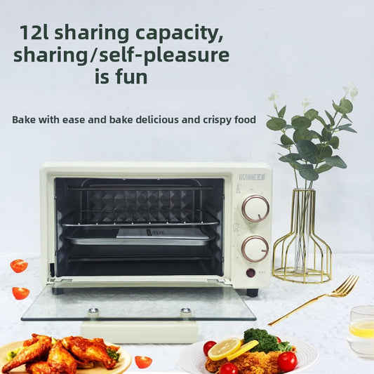 12L Mini Electric Oven for Home Baking - Compact Toaster Oven with High-Efficiency Stainless Steel Heating