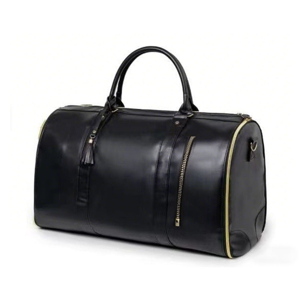 Foldable PU Leather Travel Bag - Lightweight Large Capacity Duffel with Garment Storage for Business & Weekend Trips