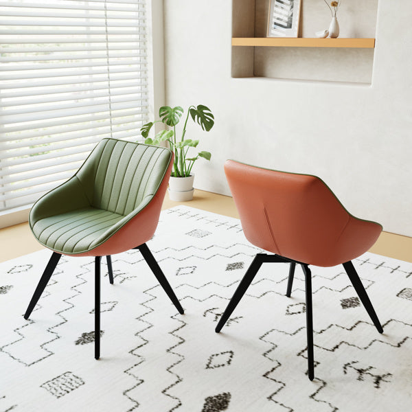 Set of 2 Modern Medieval-Style Kitchen Dining Chairs with Thick Cushioned Seat & Backrest - Olive Green