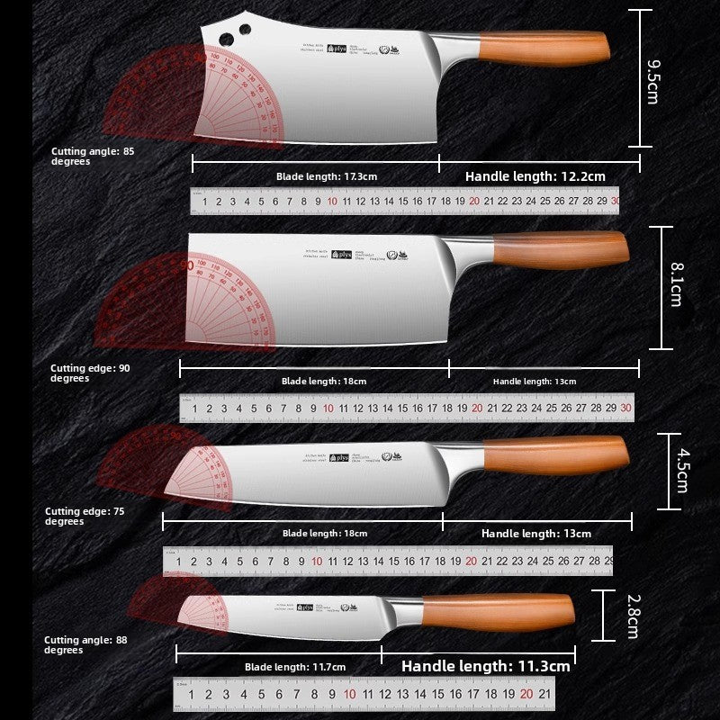 Best Title: 4-Piece Stainless Steel Kitchen Knife Set - Ultra Sharp Chef, Cleaver & Paring Knives with Ergonomic Wooden Handle