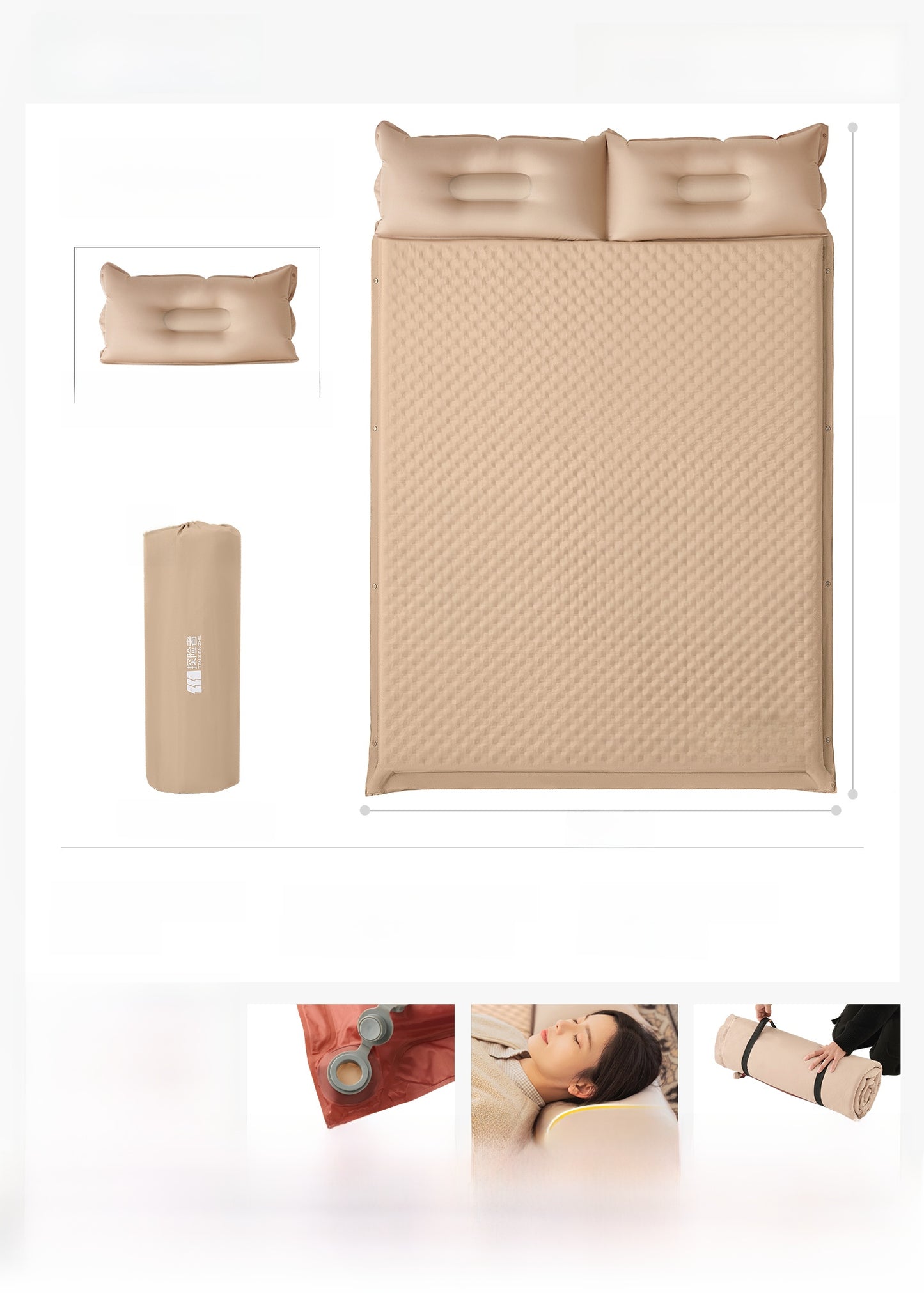 Automatic Inflatable Camping Mattress - Portable & Lightweight Sleeping Pad with Integrated Pillow for Outdoor Travel & Hiking