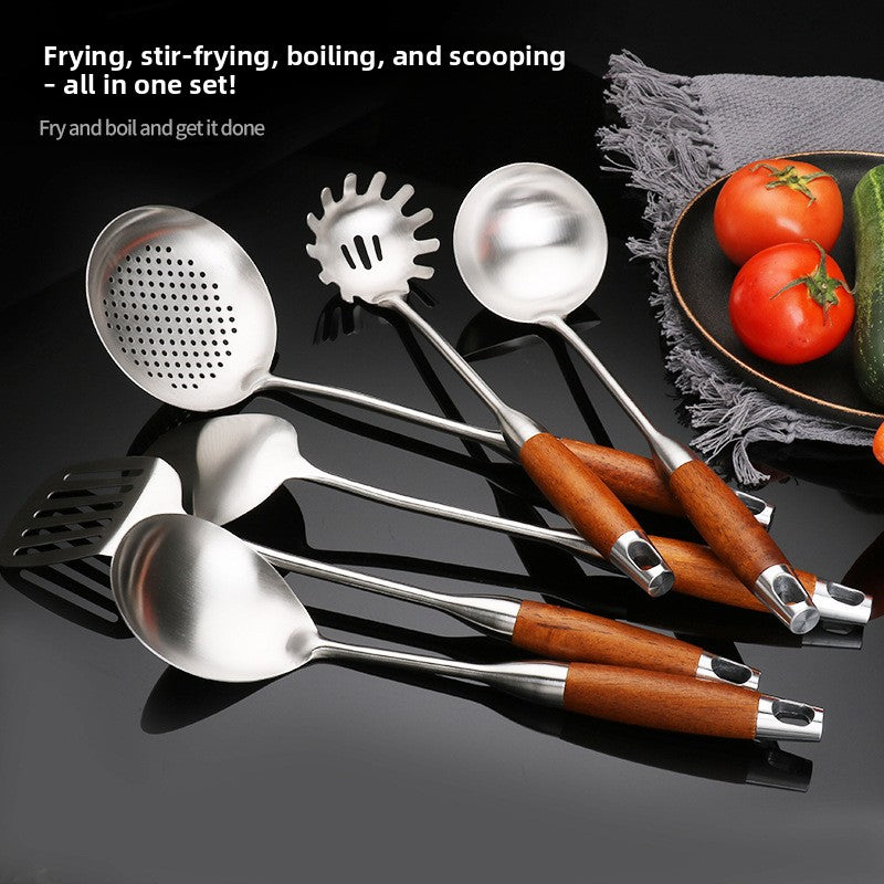 Stainless Steel Wood Handle Kitchen Utensil Set