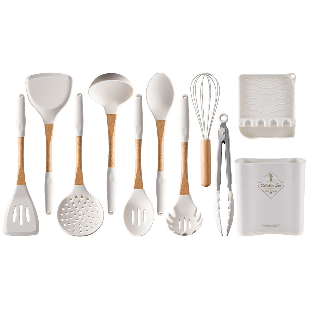 Wooden Handle Silicone Kitchen Utensil Set