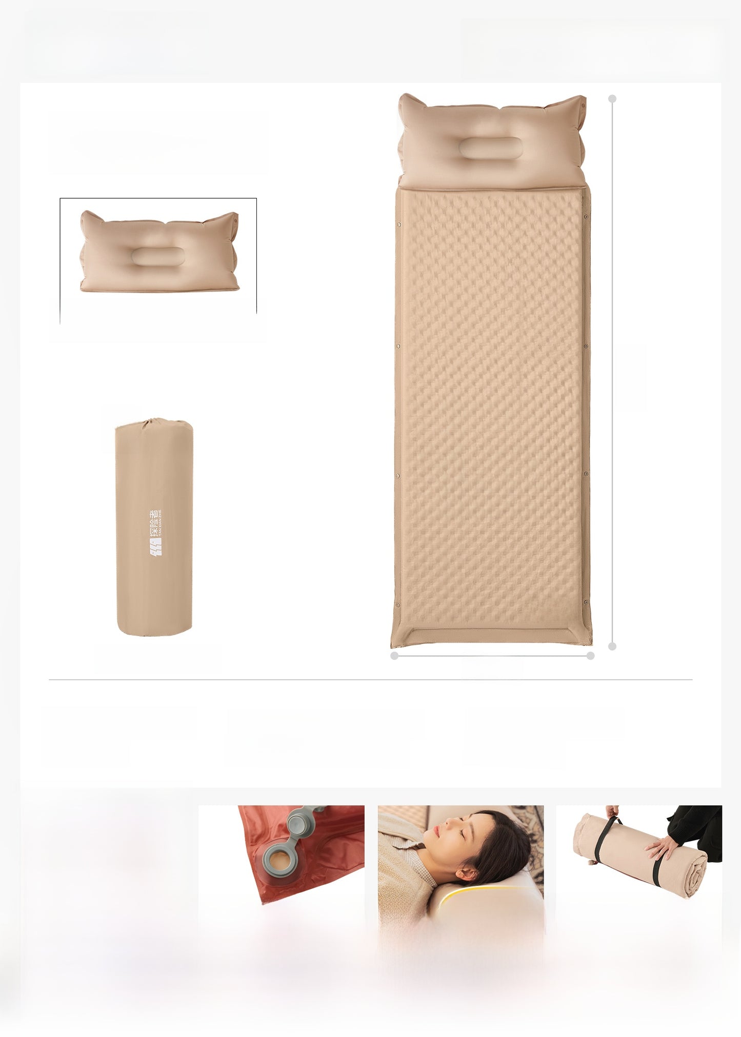 Automatic Inflatable Camping Mattress - Portable & Lightweight Sleeping Pad with Integrated Pillow for Outdoor Travel & Hiking