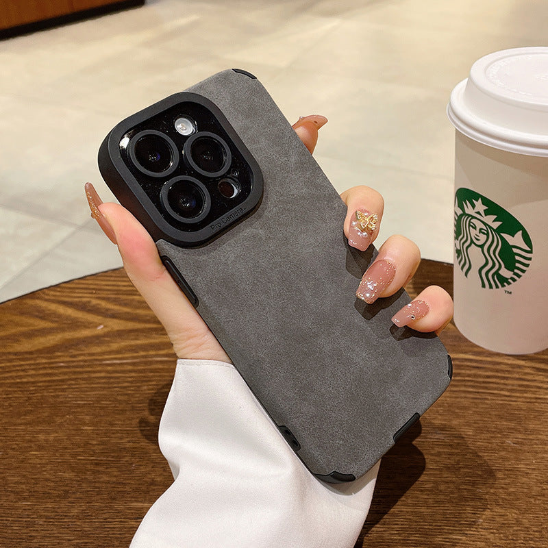Premium Suede Leather iPhone Case - Luxury Shockproof & Anti-Fall Protective Cover with Reinforced Corners