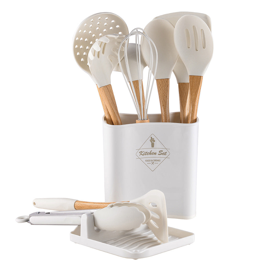 Wooden Handle Silicone Kitchen Utensil Set