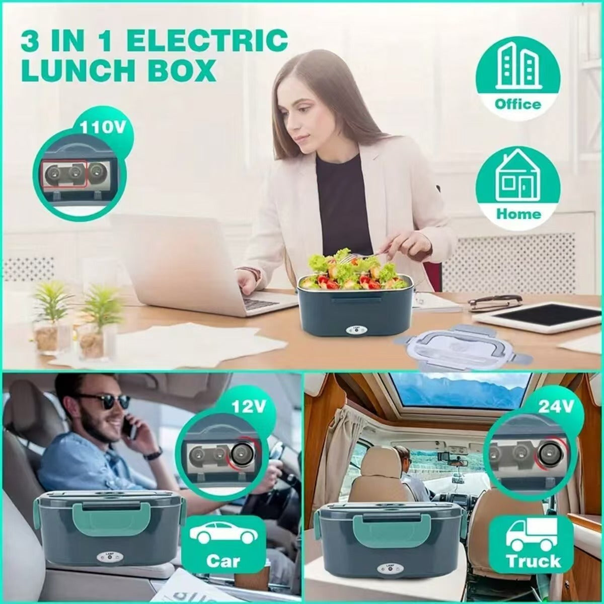 Portable Electric Heating Lunch Box with Removable Container