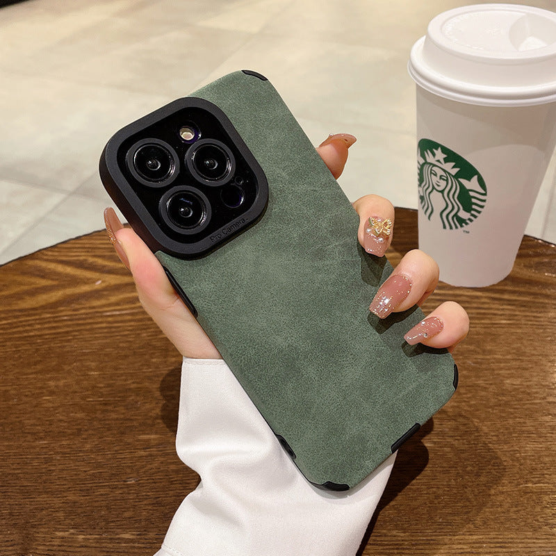 Premium Suede Leather iPhone Case - Luxury Shockproof & Anti-Fall Protective Cover with Reinforced Corners