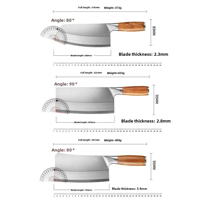 Professional 7" Forged Stainless Steel Kitchen Knife - Ultra Sharp Vegetable Cleaver & Butcher Meat Knife