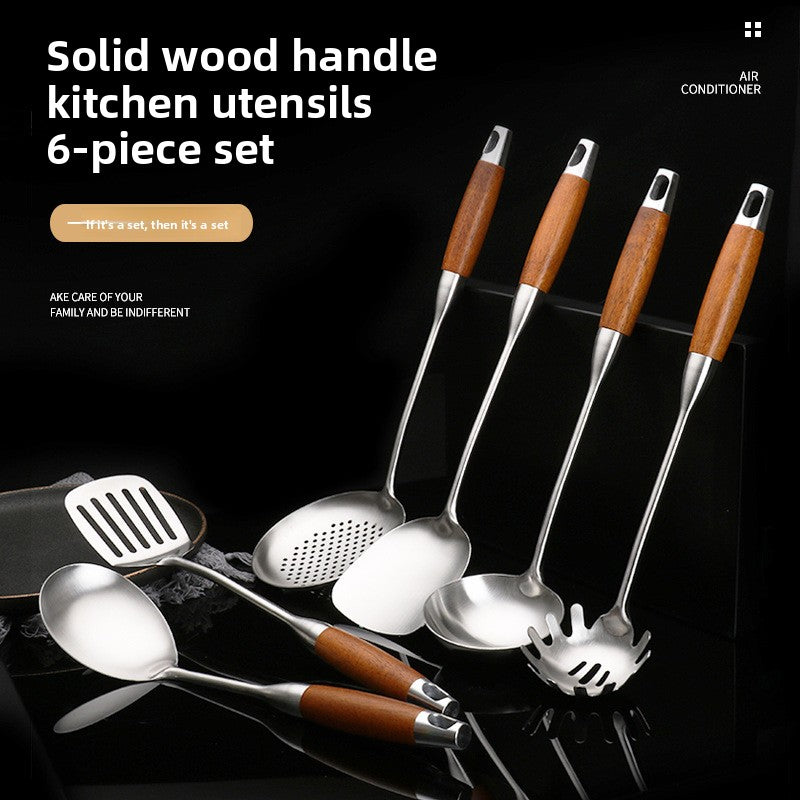Stainless Steel Wood Handle Kitchen Utensil Set