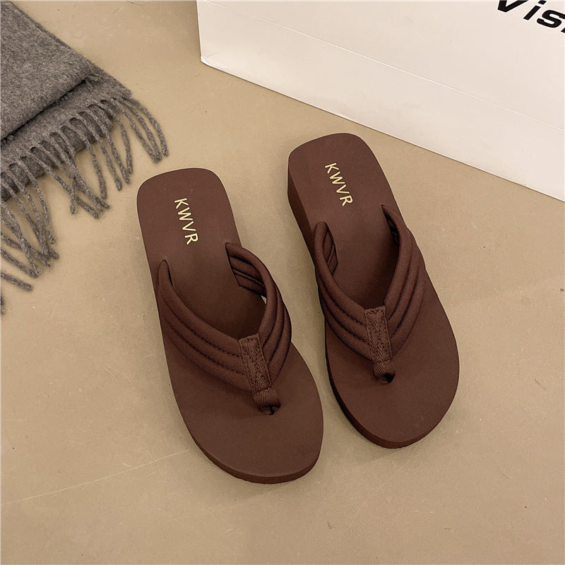 Women's Platform Wedge Sandals - Lightweight Anti-Slip Flip Flops with Comfortable Textured Sole for Summer