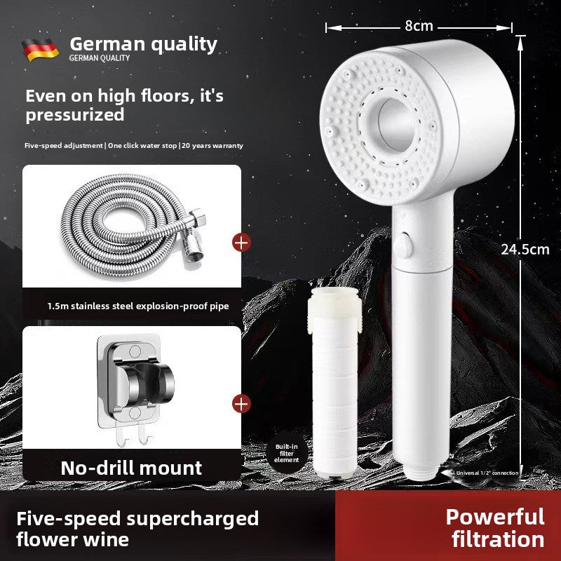 High-Pressure 5-Mode Shower Head with Built-in Water Purification Filter