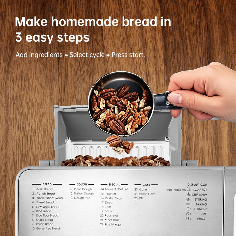 Fully Automatic Bread Maker Machine for Home Use - 2lb Capacity Programmable Breadmaker with Gluten-Free Mode