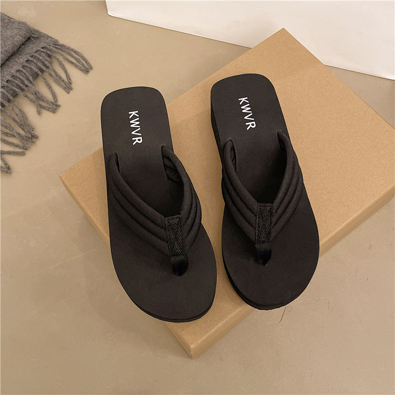Women's Platform Wedge Sandals - Lightweight Anti-Slip Flip Flops with Comfortable Textured Sole for Summer