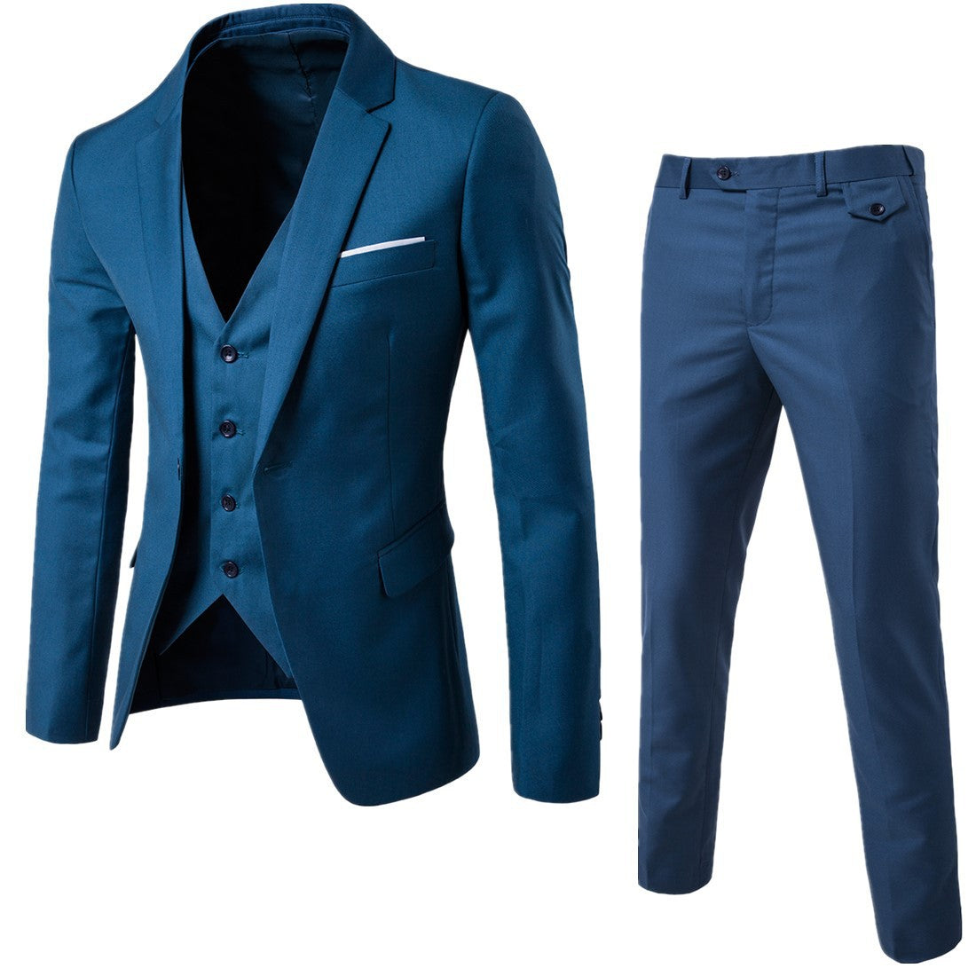 Gentleman’s Royal Slim-Fit Suit Set - Versatile Three-Piece Formal Attire