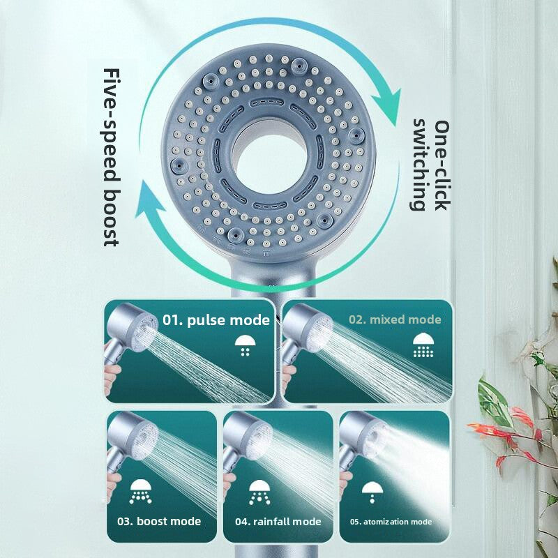 High-Pressure 5-Mode Shower Head with Built-in Water Purification Filter