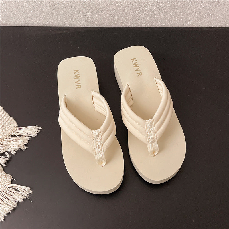 Women's Platform Wedge Sandals - Lightweight Anti-Slip Flip Flops with Comfortable Textured Sole for Summer