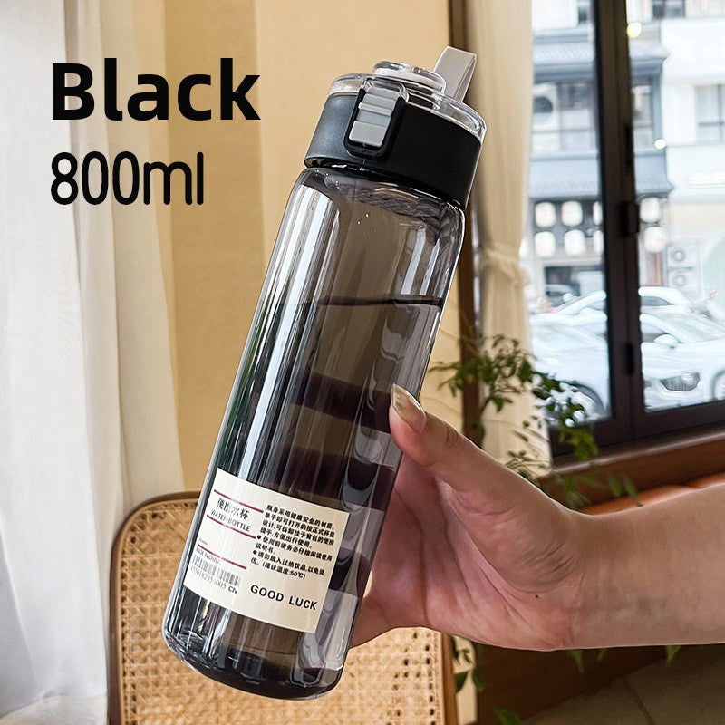 800ml Sports Water Bottle with Straw - Dual Drinking Design Leakproof Gym Bottle with One-Touch Handle Operation