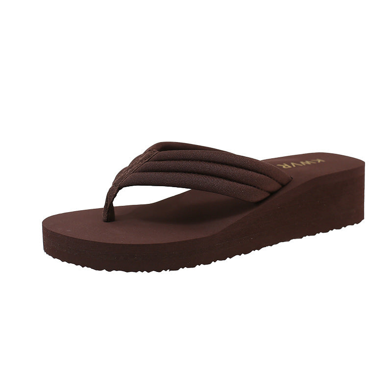 Women's Platform Wedge Sandals - Lightweight Anti-Slip Flip Flops with Comfortable Textured Sole for Summer
