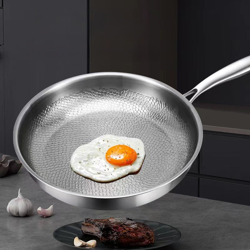 Premium Hammered Titanium Non-Stick Frying Pan - Scratch Resistant Skillet with Honeycomb Texture & Ergonomic Handle