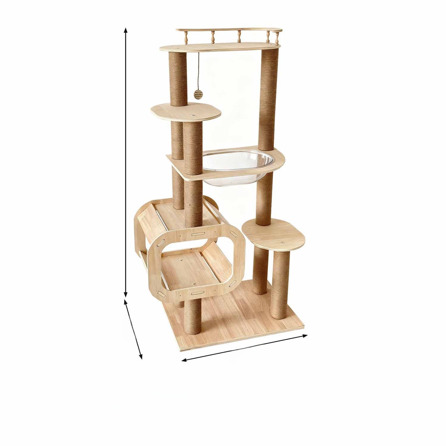 Large Solid Wood Cat Climbing Frame - Multi-Level Luxury Cat Tree with Scratching Post & Durable Wood Construction