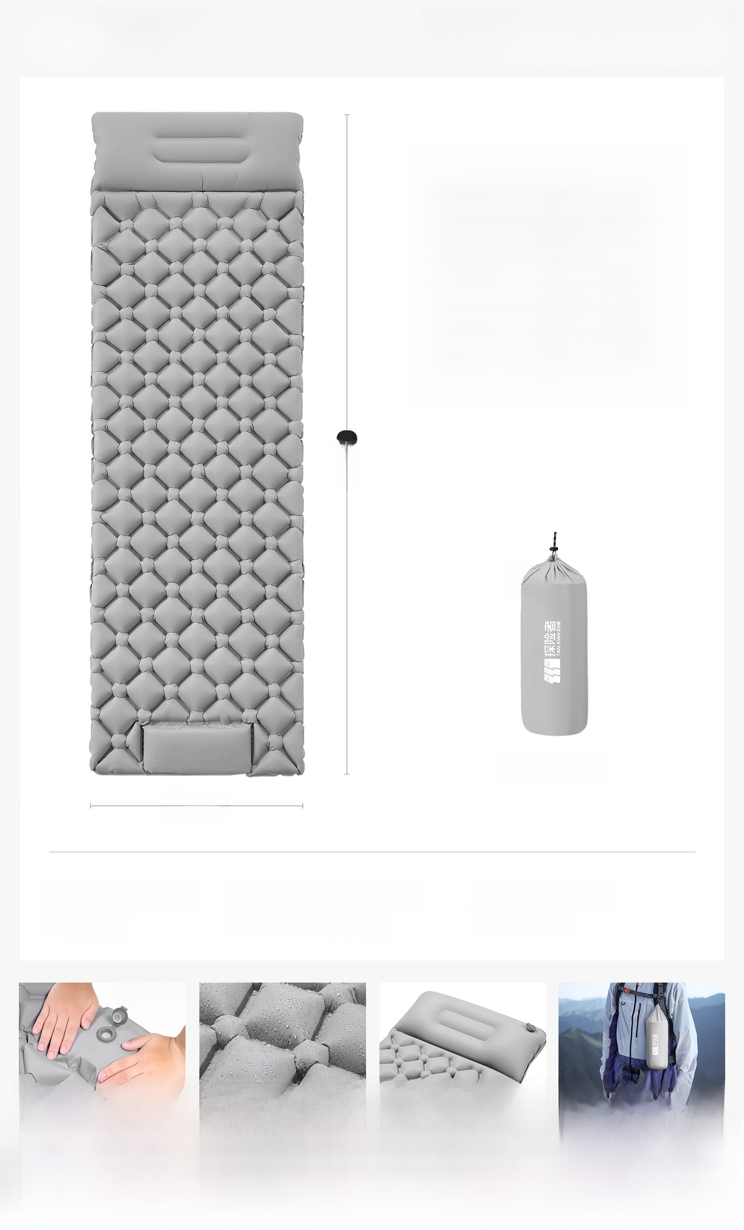 Automatic Inflatable Camping Mattress - Portable & Lightweight Sleeping Pad with Integrated Pillow for Outdoor Travel & Hiking