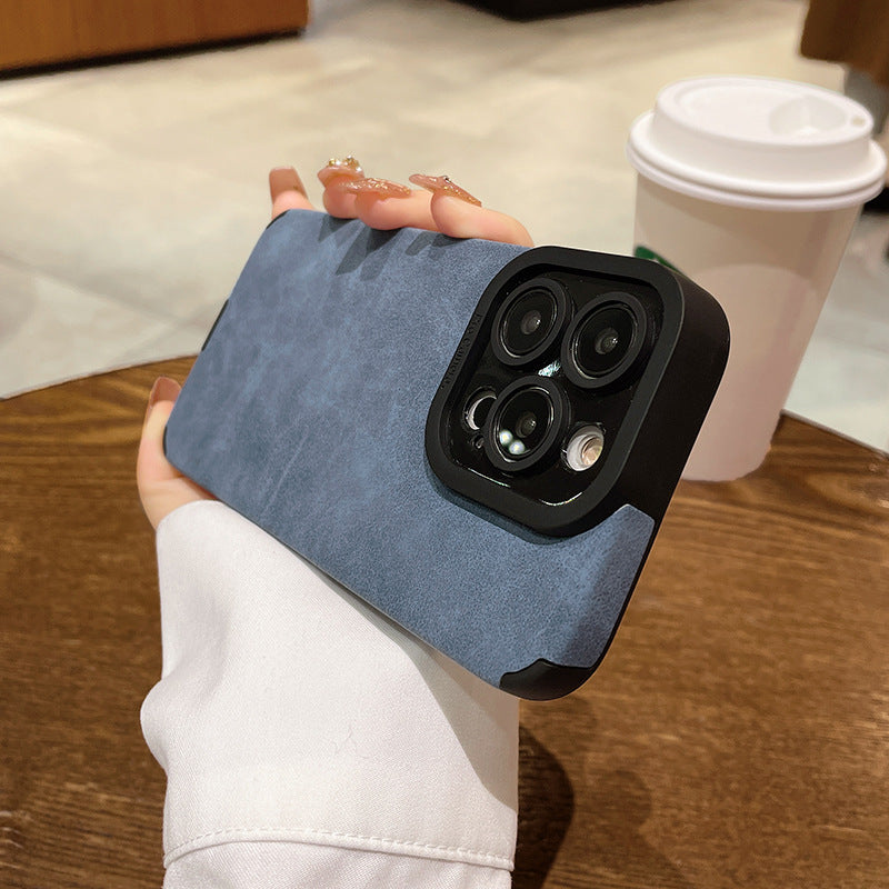 Premium Suede Leather iPhone Case - Luxury Shockproof & Anti-Fall Protective Cover with Reinforced Corners