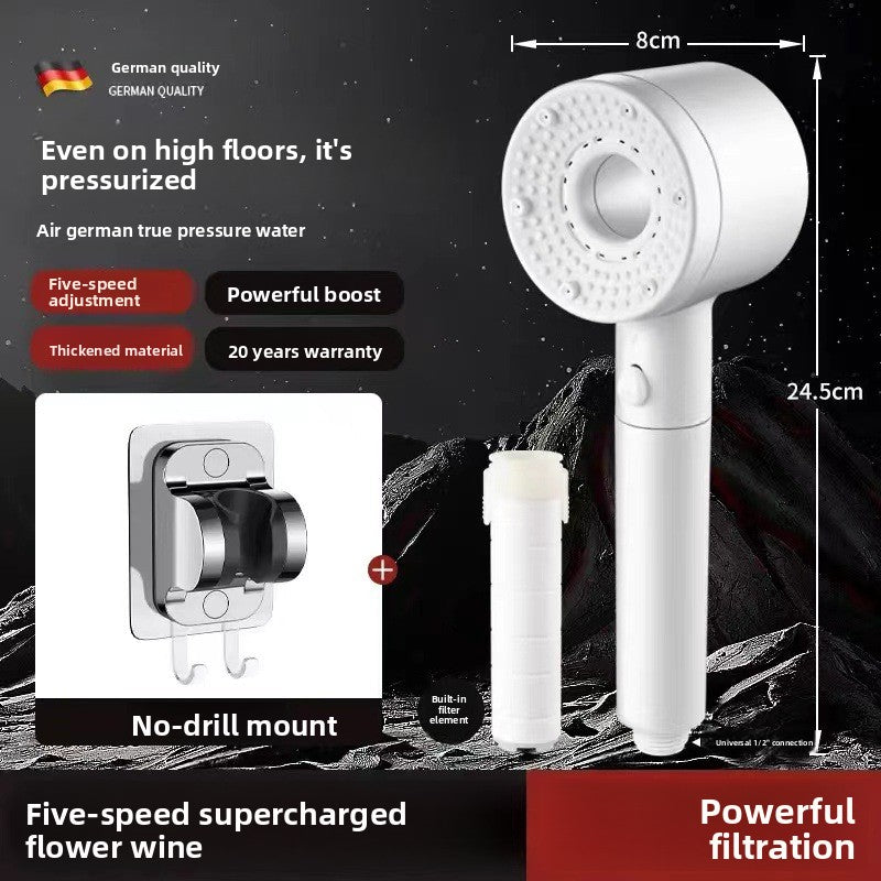 High-Pressure 5-Mode Shower Head with Built-in Water Purification Filter