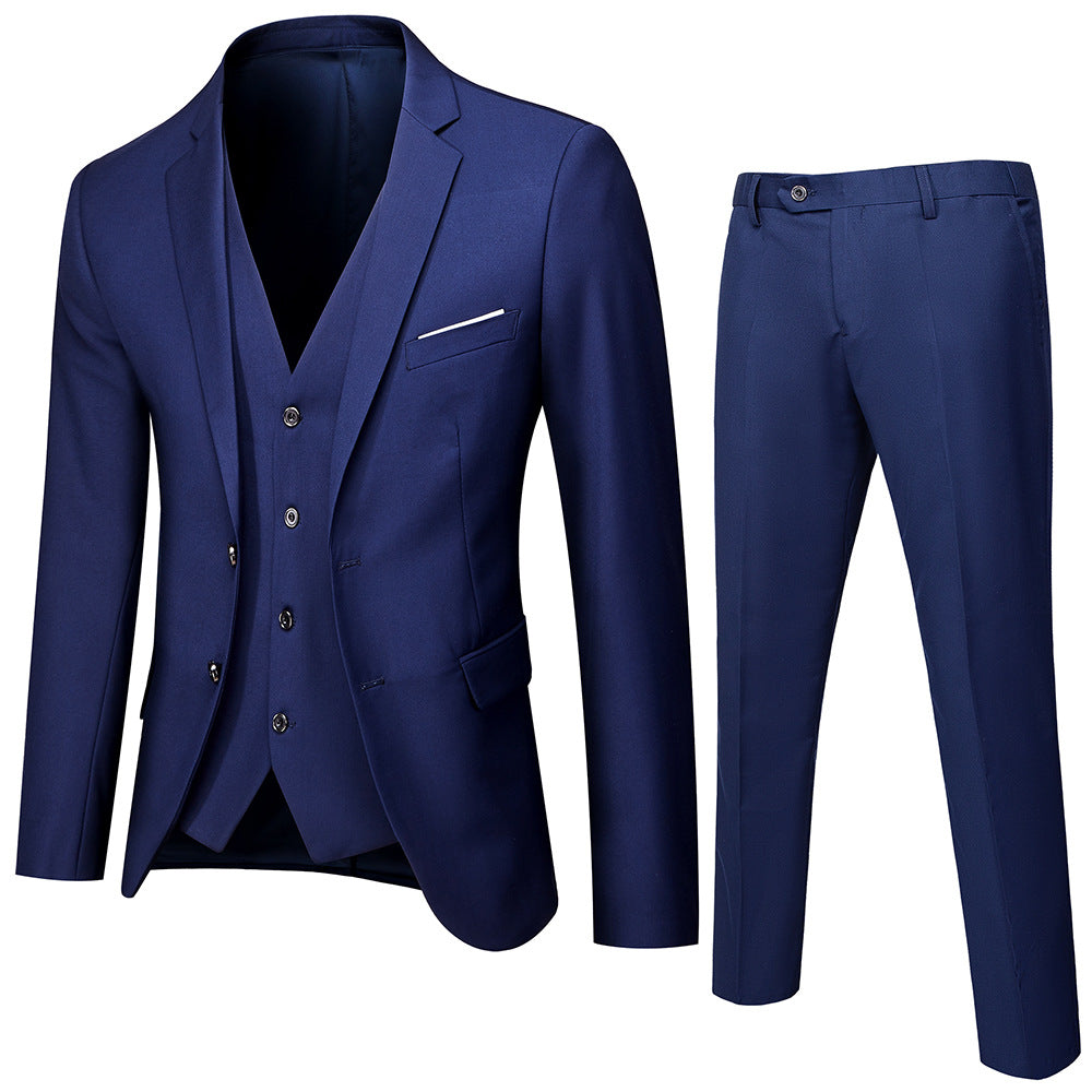 Gentleman’s Royal Slim-Fit Suit Set - Versatile Three-Piece Formal Attire
