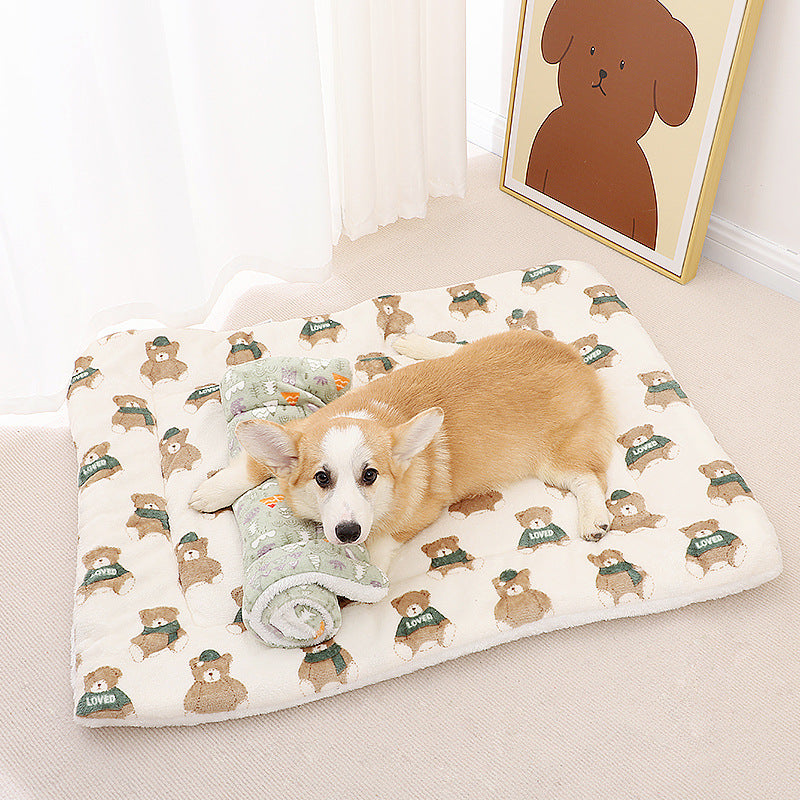 Thickened Pet Mats Non-Slip Cushions - Ultra Soft Warm Fleece Bedding for Dogs & Cats for Autumn & Winter