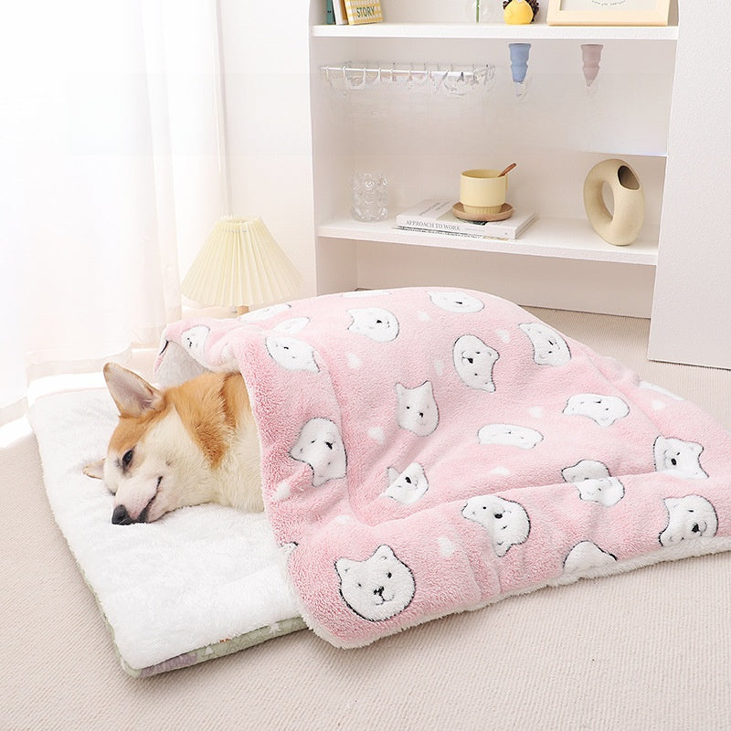 Thickened Pet Mats Non-Slip Cushions - Ultra Soft Warm Fleece Bedding for Dogs & Cats for Autumn & Winter