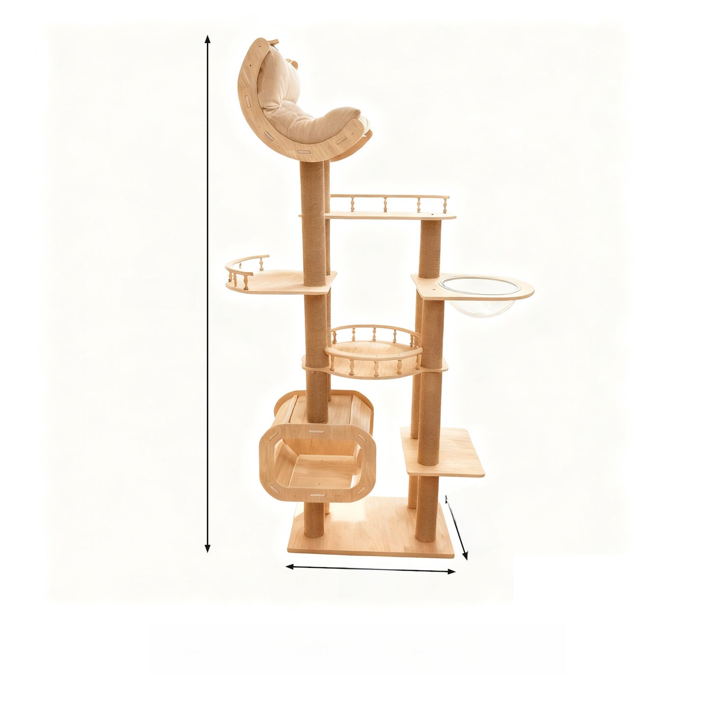 Large Solid Wood Cat Climbing Frame - Multi-Level Luxury Cat Tree with Scratching Post & Durable Wood Construction