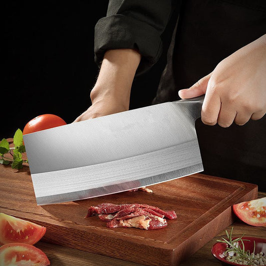 Professional 7" Forged Stainless Steel Kitchen Knife - Ultra Sharp Vegetable Cleaver & Butcher Meat Knife
