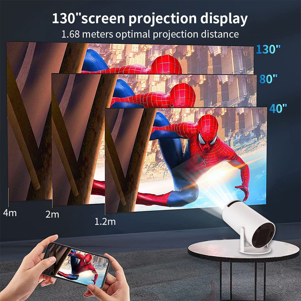 Portable 1080P HD Projector - 180° Rotatable Smart Projector with 5G Dual-Band WiFi & Wireless Screen Sharing