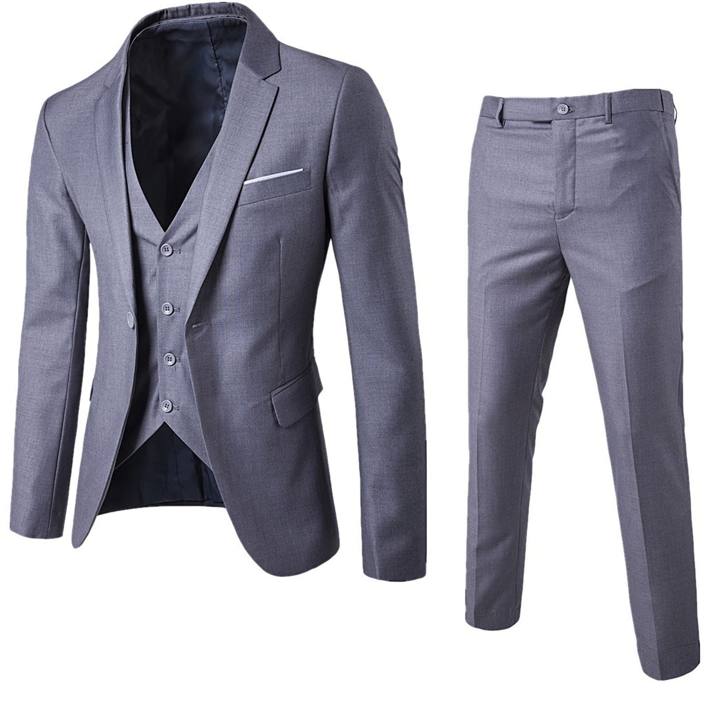 Gentleman’s Royal Slim-Fit Suit Set - Versatile Three-Piece Formal Attire