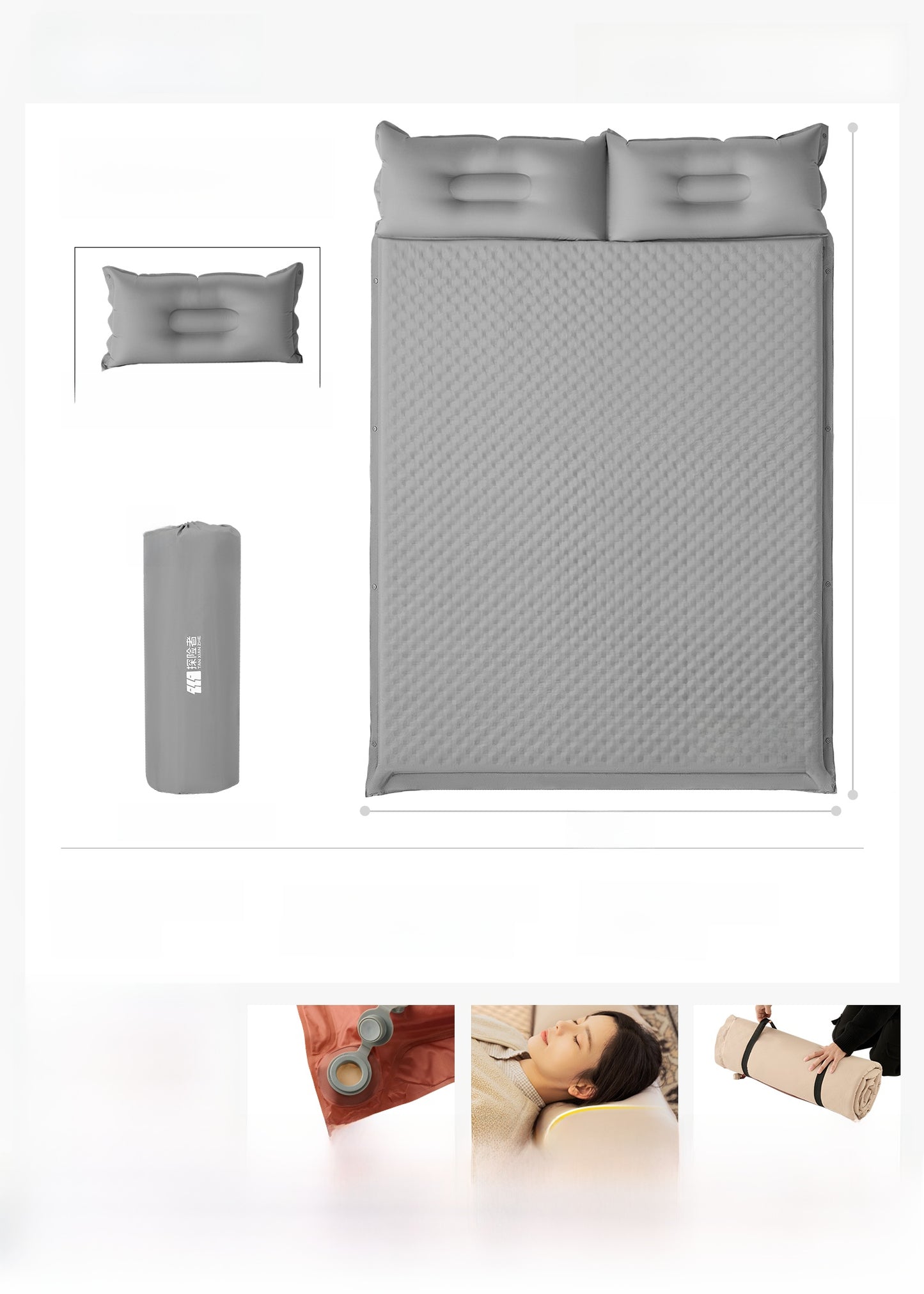 Automatic Inflatable Camping Mattress - Portable & Lightweight Sleeping Pad with Integrated Pillow for Outdoor Travel & Hiking