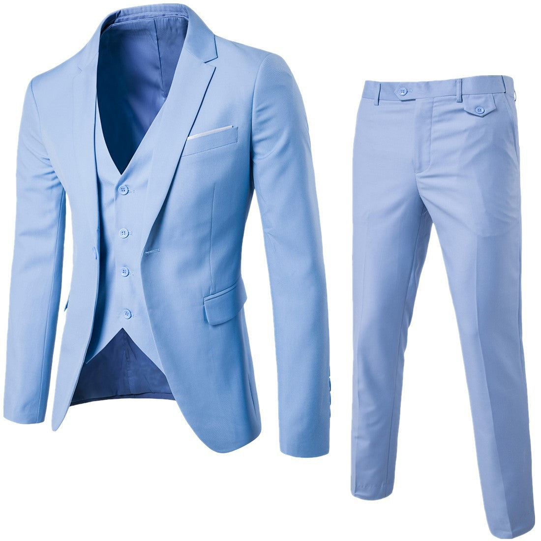 Gentleman’s Royal Slim-Fit Suit Set - Versatile Three-Piece Formal Attire