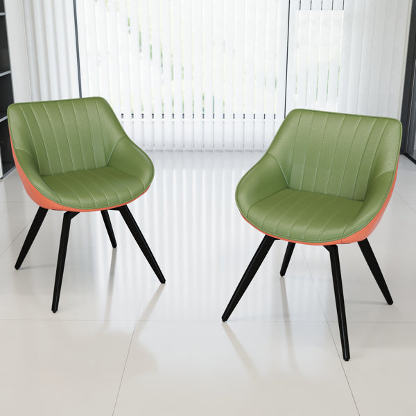 Set of 2 Modern Medieval-Style Kitchen Dining Chairs with Thick Cushioned Seat & Backrest - Olive Green