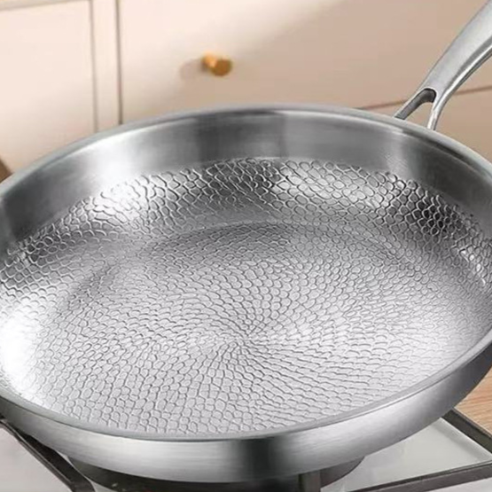 Premium Hammered Titanium Non-Stick Frying Pan - Scratch Resistant Skillet with Honeycomb Texture & Ergonomic Handle