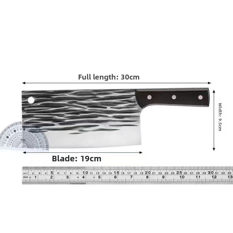Heavy Duty Forged Stainless Steel Chopping Knife - Professional Butcher Meat Cleaver with Textured Blade & Ergonomic Handle