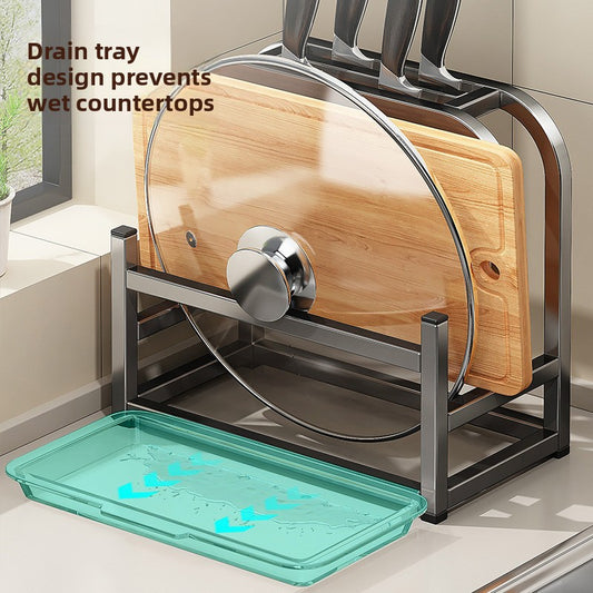 Multifunctional Kitchen Knife Storage Rack with Cutting Board Holder