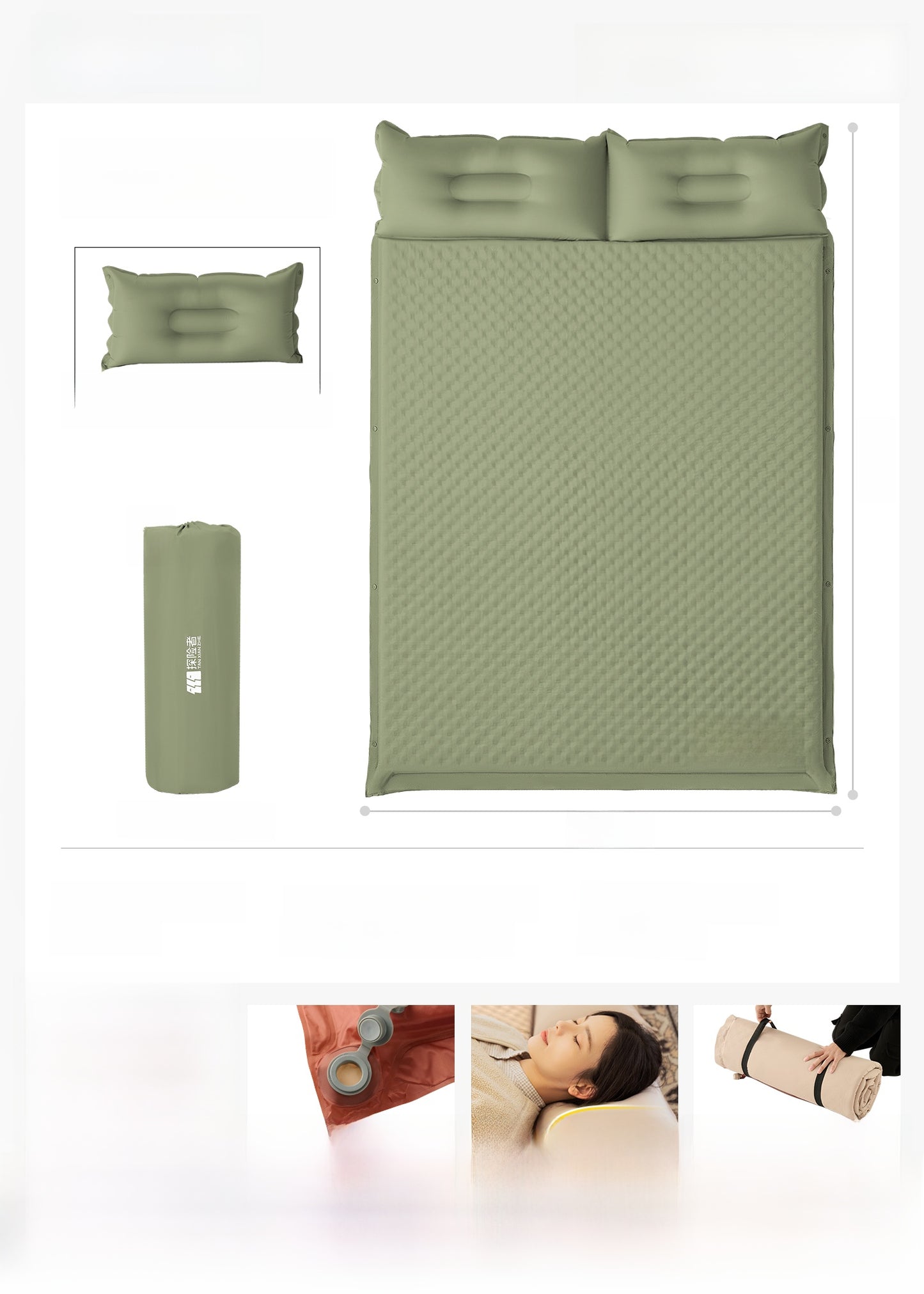 Automatic Inflatable Camping Mattress - Portable & Lightweight Sleeping Pad with Integrated Pillow for Outdoor Travel & Hiking