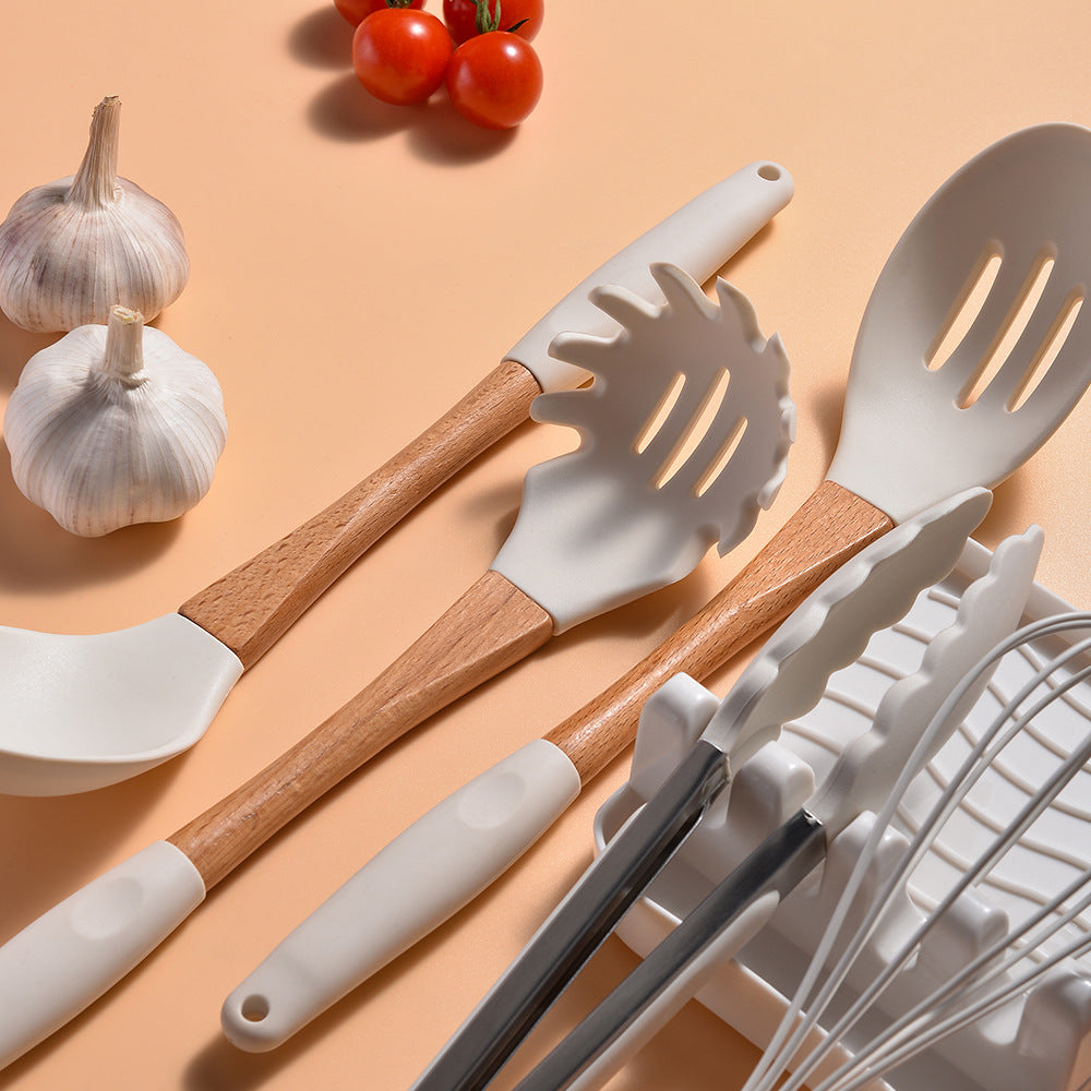 Wooden Handle Silicone Kitchen Utensil Set