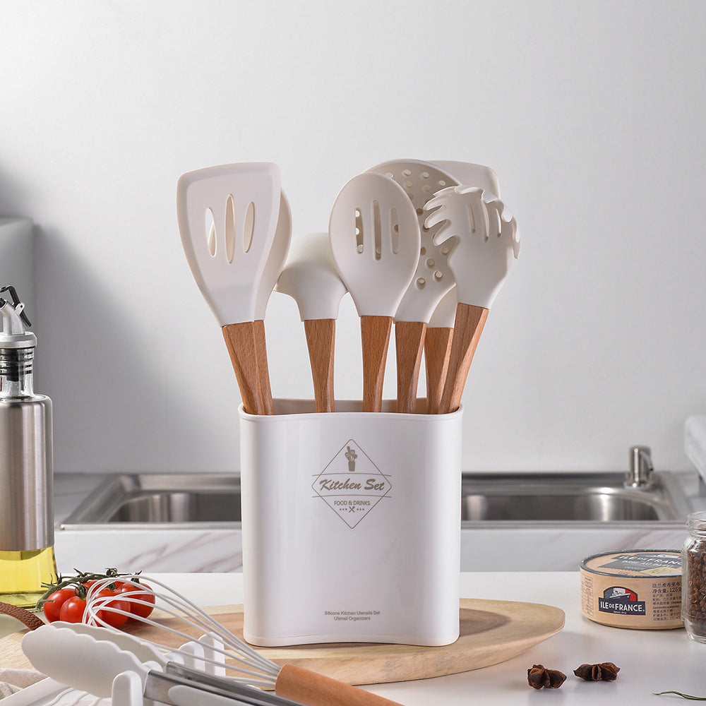 Wooden Handle Silicone Kitchen Utensil Set