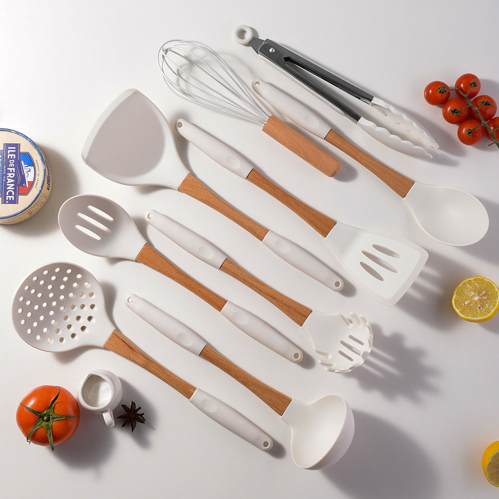 Wooden Handle Silicone Kitchen Utensil Set