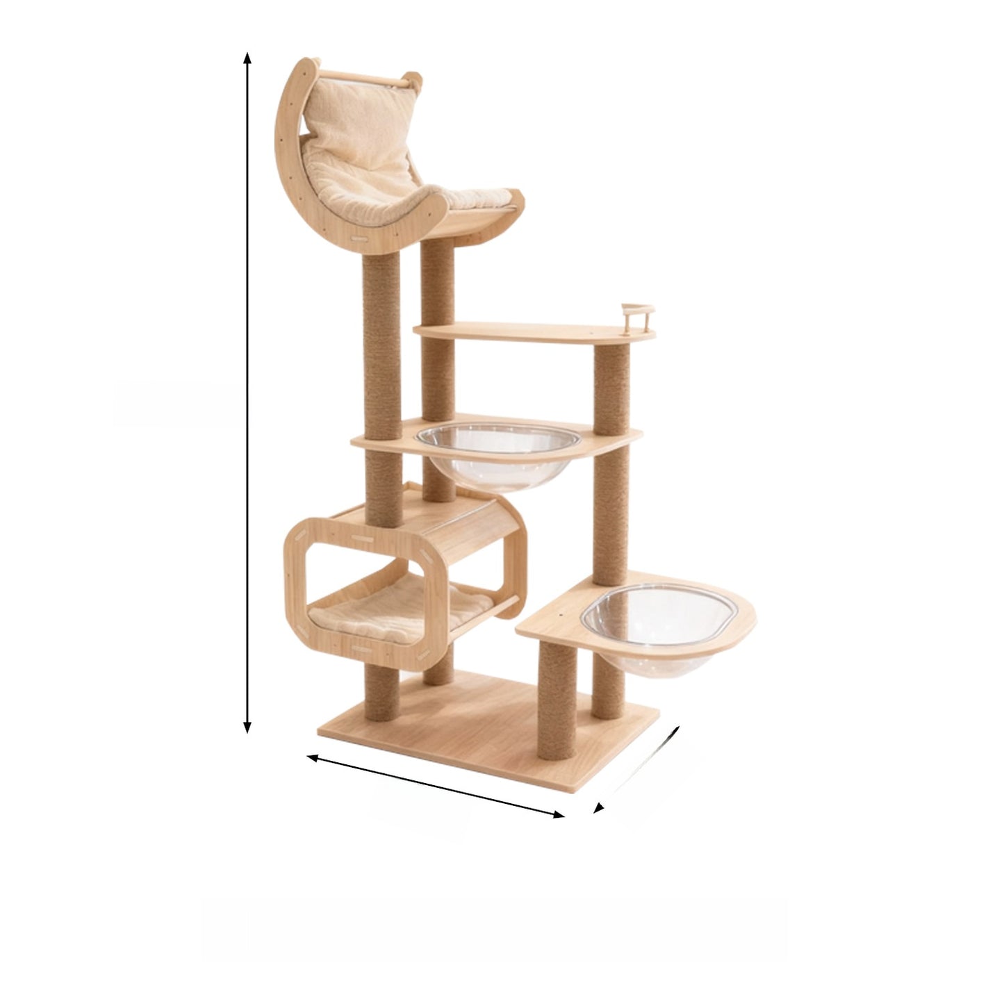 Large Solid Wood Cat Climbing Frame - Multi-Level Luxury Cat Tree with Scratching Post & Durable Wood Construction