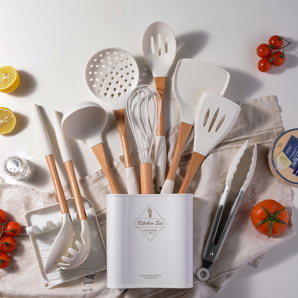 Wooden Handle Silicone Kitchen Utensil Set