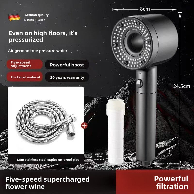 High-Pressure 5-Mode Shower Head with Built-in Water Purification Filter
