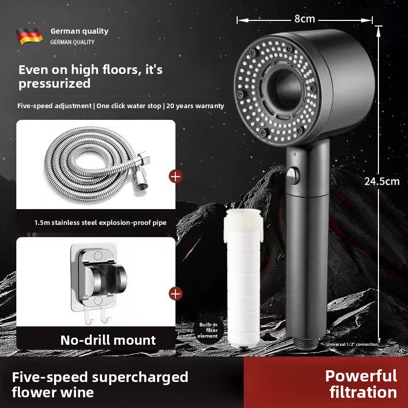 High-Pressure 5-Mode Shower Head with Built-in Water Purification Filter