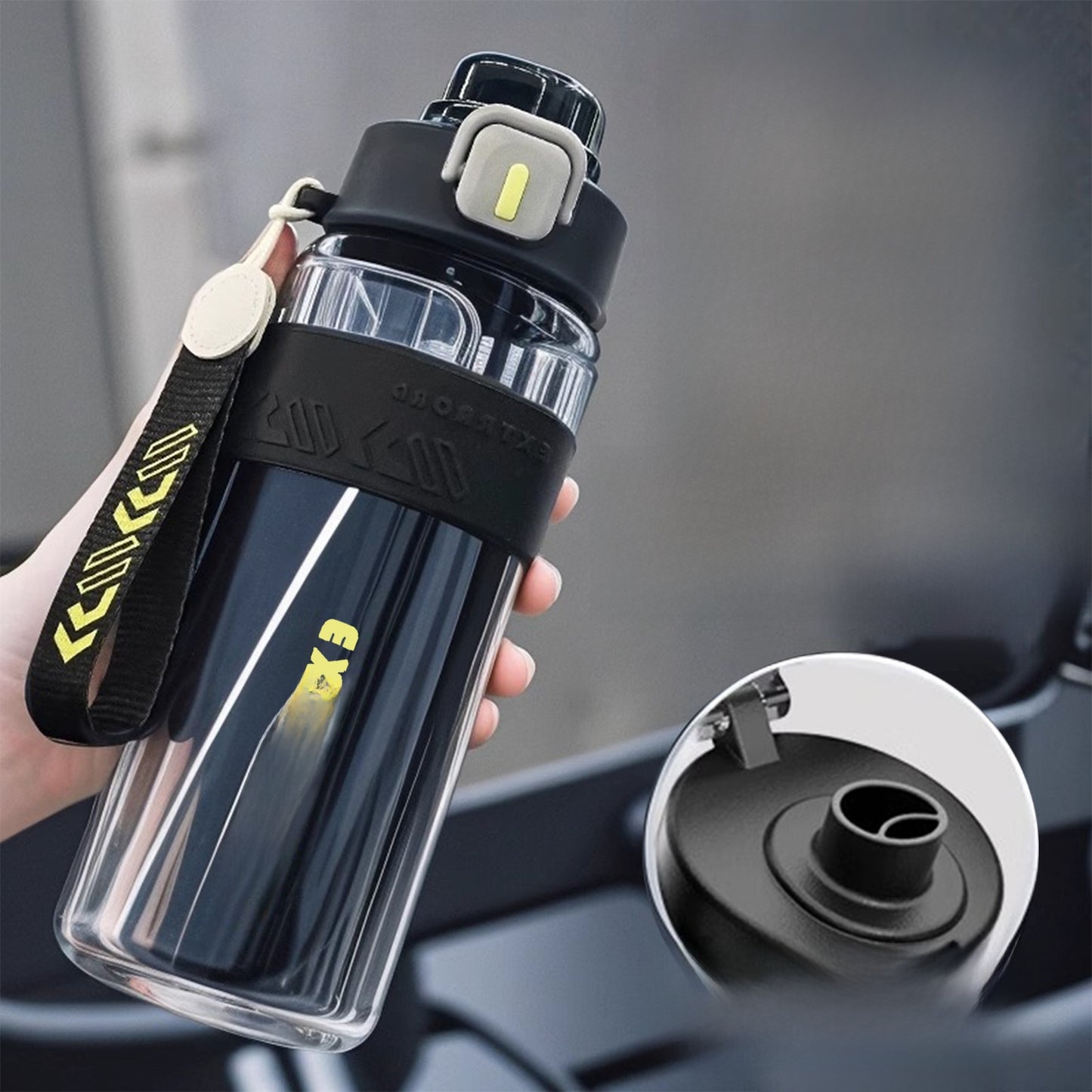800ml Sports Water Bottle with Straw - Dual Drinking Design Leakproof Gym Bottle with One-Touch Handle Operation